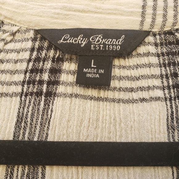 Lucky brand long sleeve henly neck shirt sz L - Picture 5 of 7